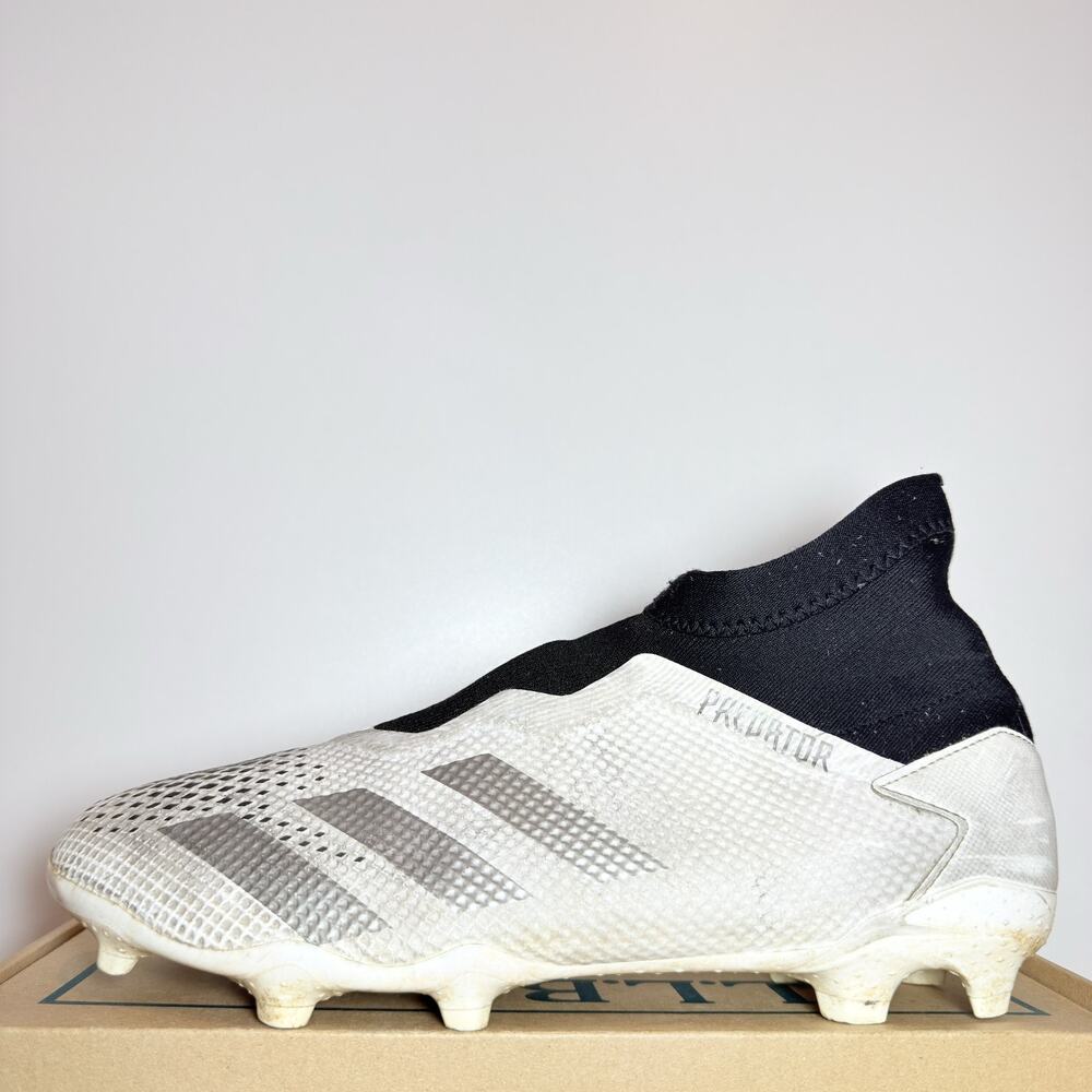 Adidas 20.3 Mens 10.5 Predator Laceless Firm Ground Cleats White Silver Soccer